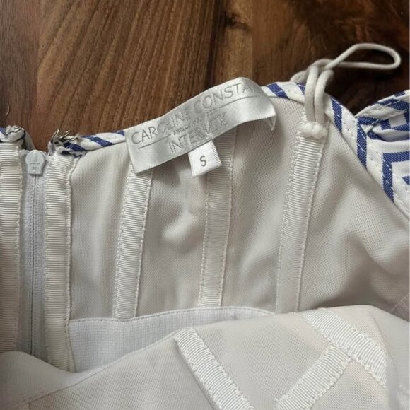 CAROLINE CONSTAS Gabriella White Blue Cambridge Stripe Bustier Top Sz Small - Picture 7 of 7